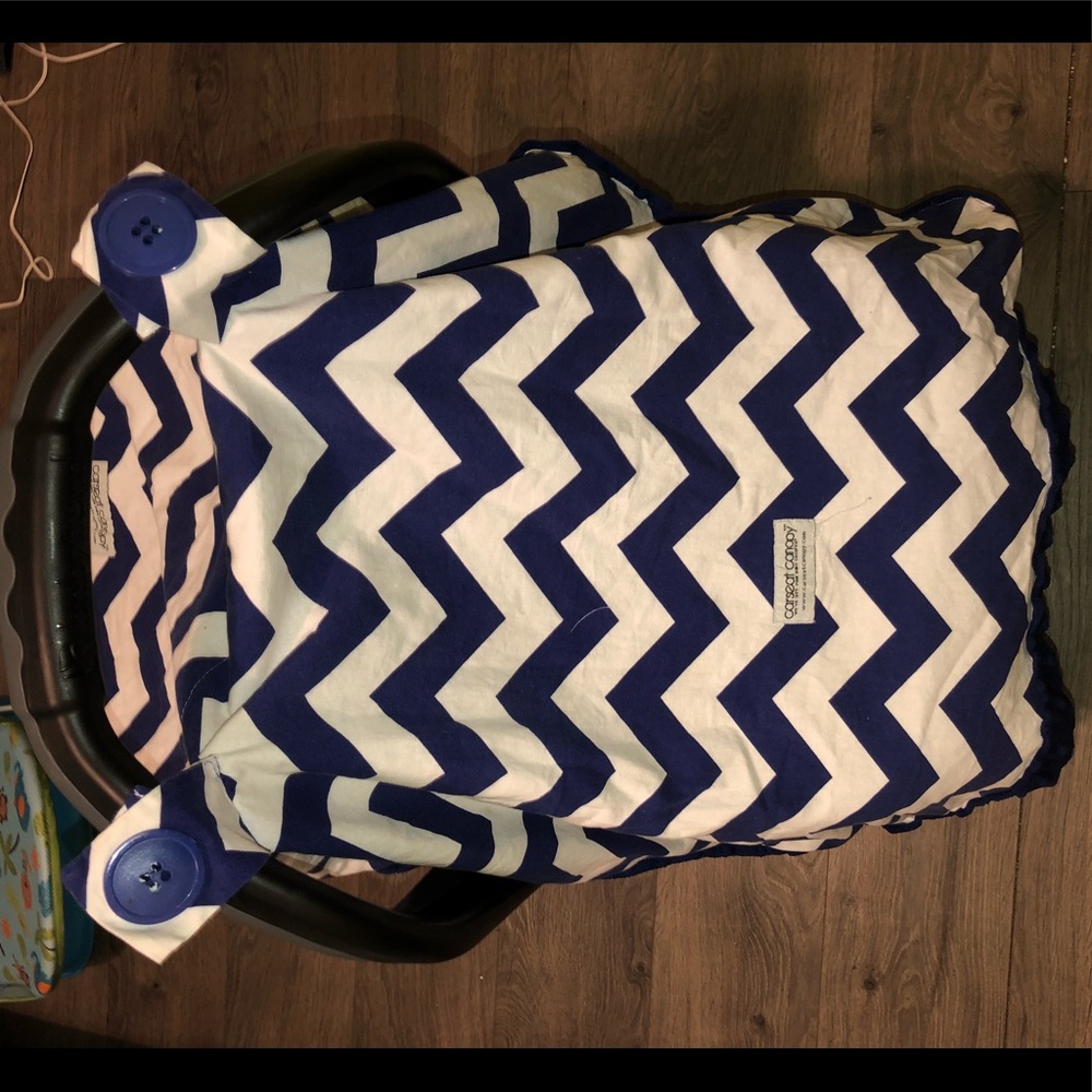 Car seat canopy blue chevron